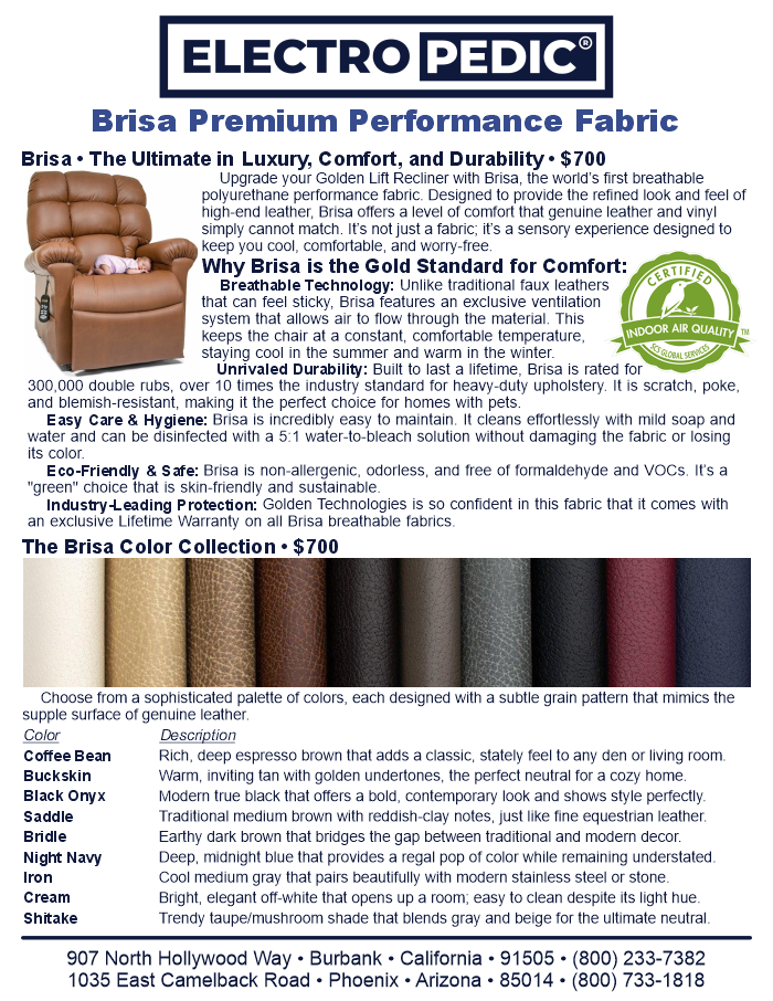 Renting a Cloud lift chair from Electropedic with Brisa fabric feels great • Golden PR510 Cloud lift chair