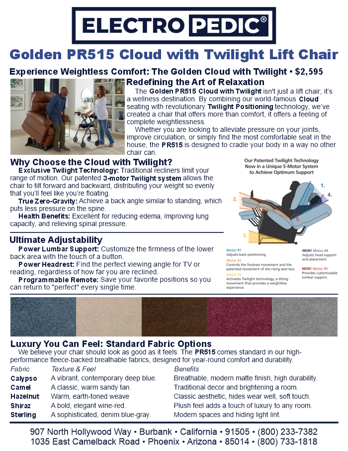 Renting a Cloud with Twilight lift chair from Electropedic feels great • Golden PR515 Cloud with Twilight lift chair