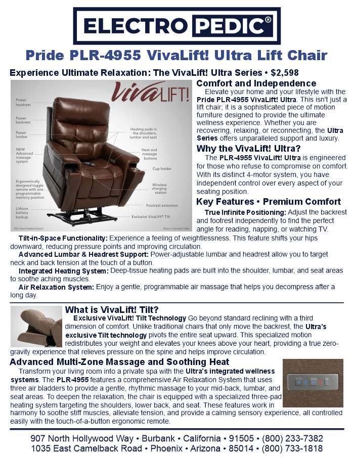 You can easily rent a VivaLift! Ultra lift chair from Electropedic • Pride PLR-4955 Ultra lift chair